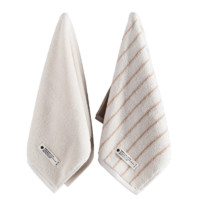 SANLI 三利 毛巾套装 2条装 36*73cm 120g 条纹米色+素雅米色