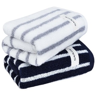SANLI 三利 毛巾套装 2条装 34*70cm 蓝色+白色
