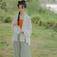 DI YAO HAN FU 帝尧汉服 宋制汉服 女士直领对襟短衫 白色 S