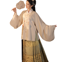 LIU YAN XI LENG 流烟昔泠 汉服 岁千秋 女士方领对襟上袄 LSQD81 乳黄 S