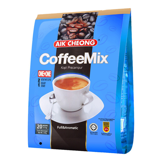AIK CHEONG 益昌 马来西亚进口 益昌 二合一无蔗糖速溶咖啡粉 袋装冲饮咖啡 300g