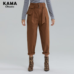 KAMA 卡玛 女士高腰阔腿休闲裤 8420351