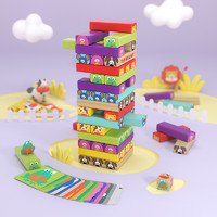 特宝儿 51块木制叠叠高抽积木成人抽抽乐儿童互动益智玩具叠叠乐 3岁以上