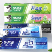 88VIP：DARLIE 好来 原黑人)牙膏超白茶家庭家用套装190g*4支洁齿清新亮齿