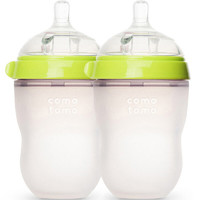 88VIP：comotomo 婴儿防胀气宽口硅胶奶瓶 浅绿色 250ml*2 配2滴奶嘴