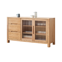 YESWOOD 源氏木语 鹿特丹系列 Y28Q04/Y2877 简约三门餐边柜 原木色 1.5m 玻璃门款