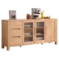 YESWOOD 源氏木语 鹿特丹系列 Y28Q04/Y2877 简约三门餐边柜 原木色 1.8m 玻璃门款