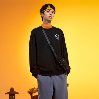 JACK&JONES 杰克琼斯X火影忍者 男女款圆领卫衣 221333092 黑色 XS