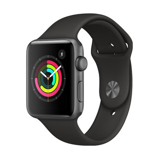 Apple 苹果 Watch Series 3 智能手表 42mm GPS版 深空灰色铝金属表壳 黑色运动型表带 (GPS、心率、运动)