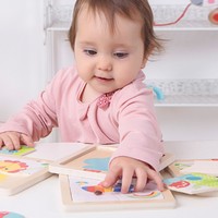 Fisher-Price 动物积木拼图4片木质1-3岁宝宝幼儿童木制早教**开发