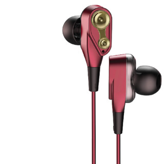 欧美特 X8 升级款 入耳式动圈降噪有线耳机 胭脂红 3.5mm