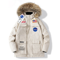 NASA X NASA 男士连帽羽绒服 D616 米白色 XL