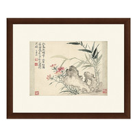 雅昌 恽寿平《竹石秋罗图》古典中式国画水墨画  茶褐色 59×48cm