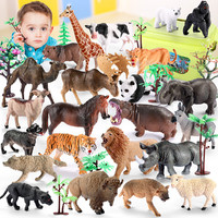 QINZIBULUO 亲子部落 儿童动物玩具仿真模型套装软塑胶动物园老虎狮子长颈鹿3-6岁