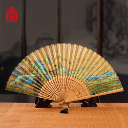 故宫文化千里江山艺术折扇女士桑蚕丝扇子文创创意新年礼物