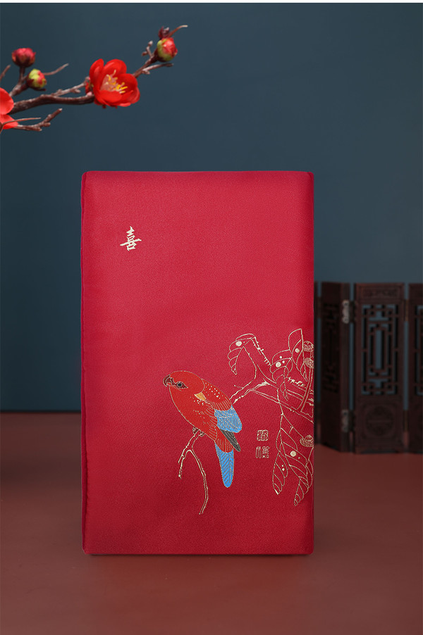 大英博物馆 婚庆系列刺绣万元红包 9.5x17cm 聚酯纤维 新年压岁钱礼金红包 幸福满满款