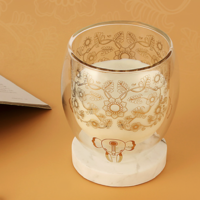 故宫文化 金瓯永固双层玻璃杯 9.8x9.4x9.4cm 300ml 简约创意牛奶早餐杯