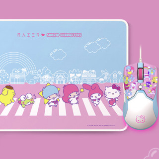 RAZER 雷蛇 Hello Kitty 限定款 有线鼠标 8500DPI 蓝粉色+鼠标垫 355*254*3mm 蓝粉色