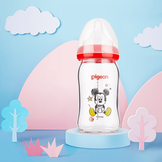 Pigeon 贝亲 Disney自然实感系列 AA138 玻璃彩绘奶瓶 160ml 米奇宝宝时尚款 0月+