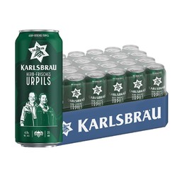KARLSBRAU 卡斯布鲁 KARLSBRU) 经典皮尔森啤酒 500ml*24听整箱装 德国进口年货送礼