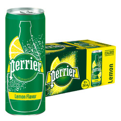 perrier 巴黎水 法国原装进口 Perrier巴黎水柠檬味气泡水 进口超市 天然矿泉水 250ml*30罐整箱装