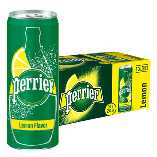 perrier 巴黎水 充气天然矿泉水 柠檬味 250ml*30听