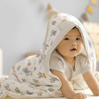 L-LIANG 良良 咕噜系列 婴儿纯棉纱抱被 轻暖薄夹棉款 灰色 95*95cm