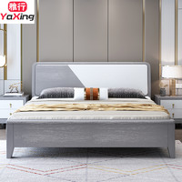 雅行 实木床中式实木双人床现代简约1.8米高箱储物床1.5M框架床卧室实木家具 实木床配床板 1.8米*2米 框架床