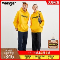 Wrangler威格21秋冬新款黄色男女同款宽松加绒连帽卫衣111095024
