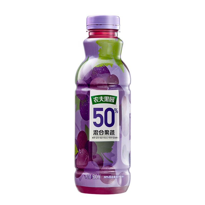 农夫果园 50%混合果蔬汁饮料  500ml*15瓶（葡萄+蓝莓+桑葚+黑加仑+苹果+紫胡萝卜）