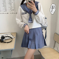 past dusk 昔日黄昏 两点一星水手服 札幌襟长袖+褶裙 套装