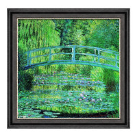 雅昌 克劳德·莫奈 Claude Monet《莲花池塘·绿色和谐》106x102cm 布面油画 爵士黑木框