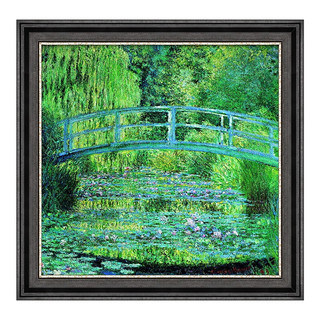 雅昌 克劳德·莫奈 Claude Monet《莲花池塘·绿色和谐》106x102cm 布面油画 爵士黑木框