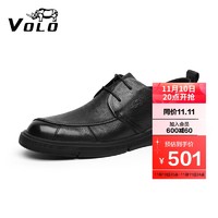 VOLO 犀牛（VOLO）男鞋2021秋季商务休闲皮鞋男士款个性印花软底平底皮鞋 黑色286215061D 40