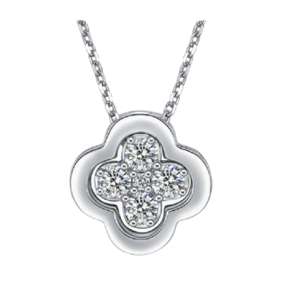 tsl谢瑞麟bb251四叶草18k白金钻石项链40分45cm