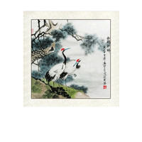 尚得堂 墨翁《松鹤祥瑞》50x50cm 宣纸 画芯