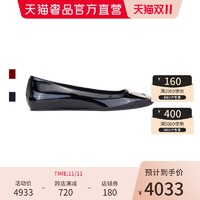 Roger Vivier 罗杰维维亚 ROGERVIVIER/罗杰维维亚RV女士黑色牛皮平底鞋漆皮单鞋