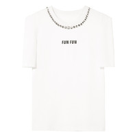 3COLOUR 三彩 女士圆领短袖T恤 D362J2014Z1066 白色 XL