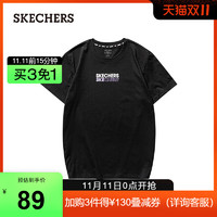 SKECHERS 斯凯奇 Skechers斯凯奇新款个性男女宽松品牌logo时尚圆领针织短袖T恤衫