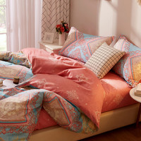 BEYOND 博洋 纯棉床上用品简约小清新印花套件舒适高支全棉床单被套床上套件