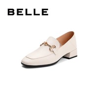 BeLLE 百丽 BELLE/百丽2021春新商场同款英伦风牛皮革女方跟乐福鞋3FVA6AA1
