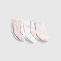 Gap 盖璞 婴儿LOGO防滑底中筒袜秋季  新款宝宝甜美袜子三双装