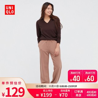 UNIQLO 优衣库 女装精纺美利奴V领针织衫(长袖早秋纯羊毛毛衣薄衫)441187