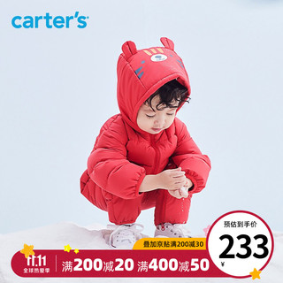Carter's 孩特 carters连体衣21冬宝宝保暖连帽羽绒连体衣婴儿萌趣造型羽绒服 红色CSN21W004 24M/90cm