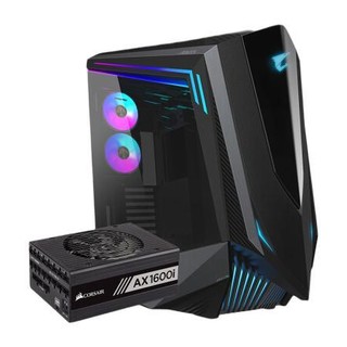 GIGABYTE 技嘉 AORUS 神鹰 AC700G RGB E-ATX机箱 半侧透 含电源 技嘉1200W 黑色