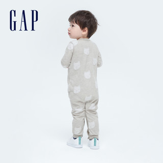 Gap婴儿可爱印花长袖连体衣493887秋冬新款童装宝宝哈衣家居爬服