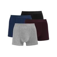 京东京造 男士棉质平角内裤套装 6941257407317 四条装(黑色+酒红+藏蓝+浅灰) XXL