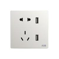 ABB 轩致系列 双USB五孔插座 雅典白