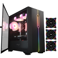 aigo 爱国者 YOGO M3 RGB M-ATX机箱 半侧透 黑色+彩虹V1风扇*3