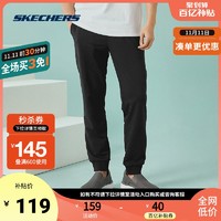 SKECHERS 斯凯奇 男装 秋季男士碳黑中腰运动长裤